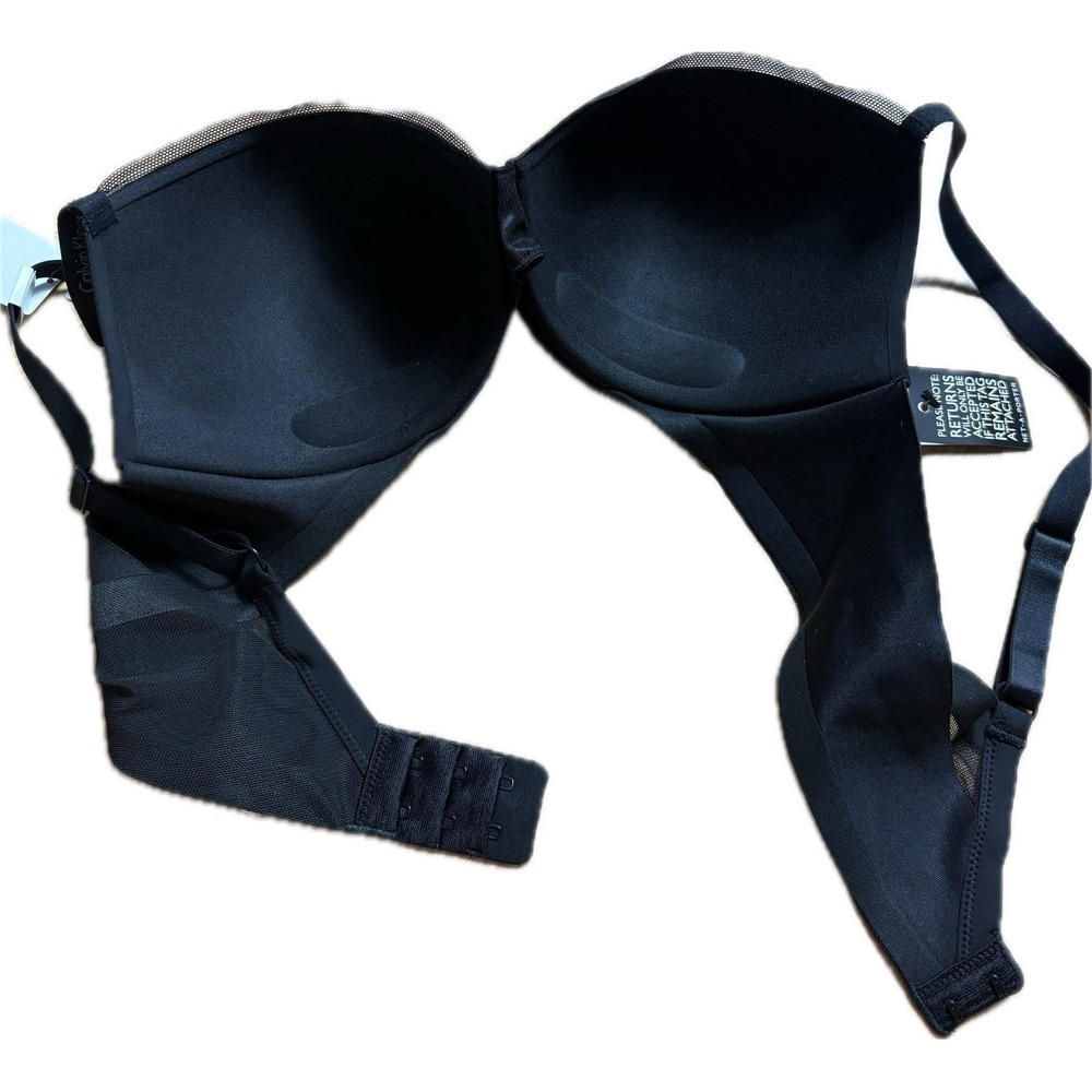 Calvin Klein Women 36C Black Mesh Lining Underwire Bra Sculpted Lift Plunge NWT - Picture 8 of 9